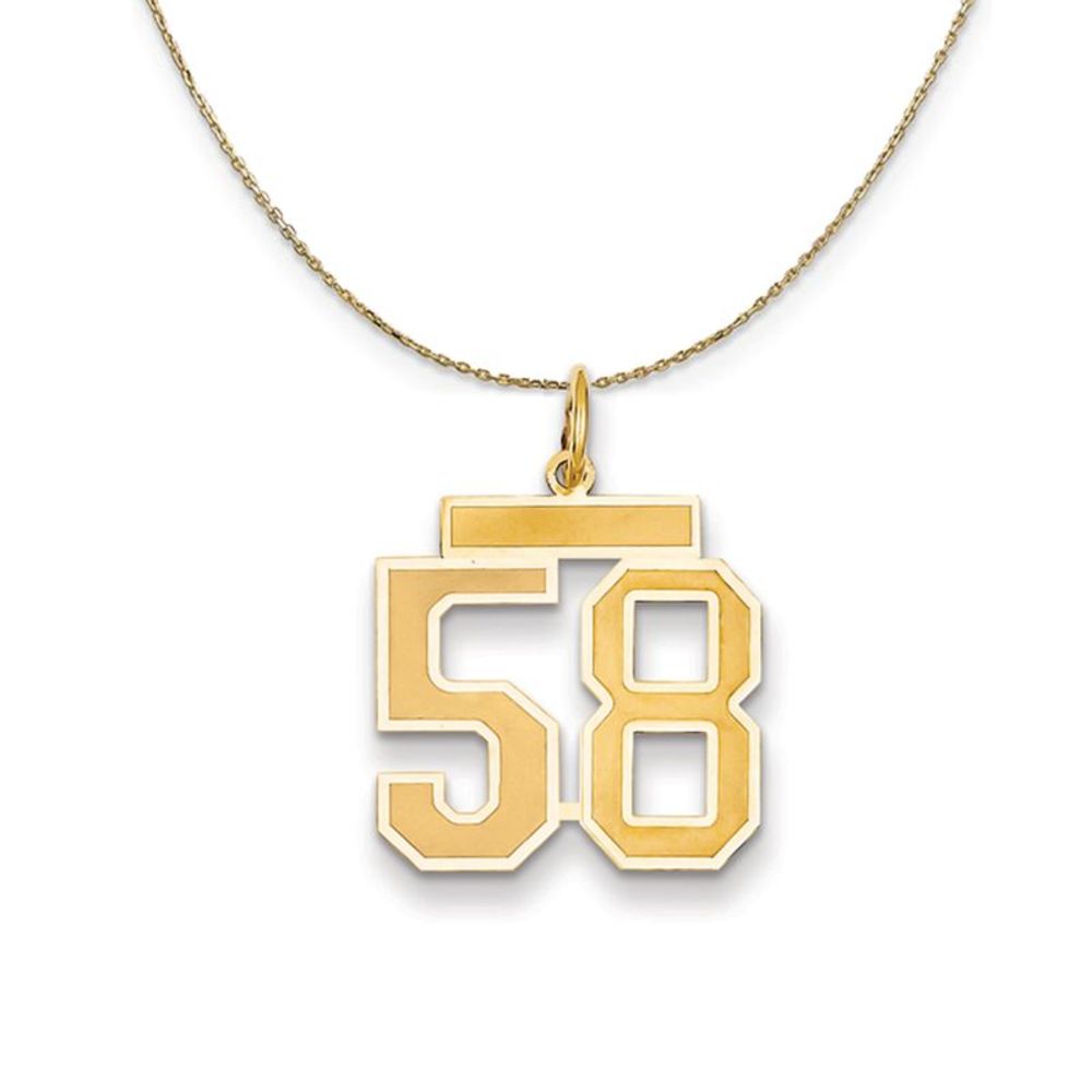 14k Yellow Gold, Jersey, Med Number 58 Necklace - 22 Inch